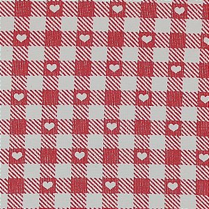 Tecido Autocolante Xadrez Coração 50x30cm - Vermelho - 1 unidade - Rizzo