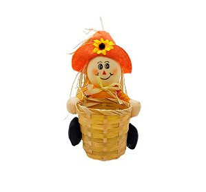 Cachepot Espantalho com Chapéu - 25cm - 1 unidade - Rizzo