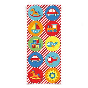 Adesivo Redondo - Festa Fábrica de Brinquedos - 30 unidades - Cromus - Rizzo Festas