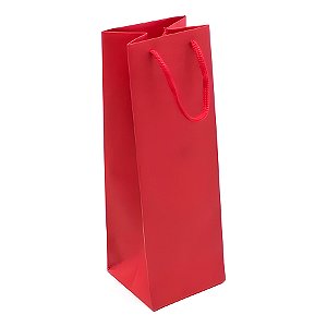 Sacola de Papel 35x11x9cm - Vermelho - Garrafa com Cordão - 10 unidades - Rizzo