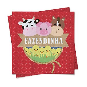 Guardanapo Festa Fazendinha Bichinhos - 20 unidades - Cromus - Rizzo Festas