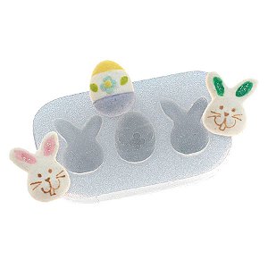 Molde de Silicone Dupla de Coelhos com Ovo Páscoa Ref. 285 Flexarte Rizzo Confeitaria