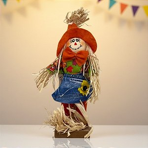 Enfeite Decorativo De Festa Junina  Espantalho em Pé - Laranja -  23x4cm - 1 unidade - Rizzo