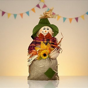 Peso De Porta Espantalho De Festa Junina - Verde - 24cm - 1 unidade - Rizzo