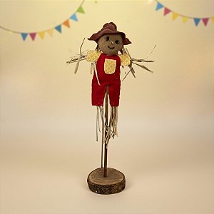 Enfeite Decorativo De Festa Junina Espantalho Cangaço Com Base Rustica - Marrom -36cm - 1 unidade - Rizzo