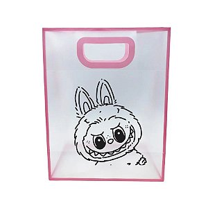 Sacola PVC com Alça Rosa Labubu - 27x21x11cm - 1 unidade - Rizzo