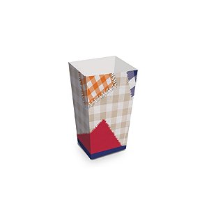 Caixa para Pipoca - De Festa Junina Xadrez PP - 6x6x12,5cm - 10 unidades - Cromus - Rizzo