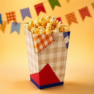 Caixa para Pipoca - De Festa Junina Xadrez PP - 6x6x12,5cm - 10 unidades - Cromus - Rizzo