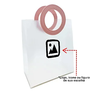 Sacola PVC com Alça Redonda Rosa Personalizada com Logo - 26,5x23x11cm - 1 unidade - Rizzo Personalize