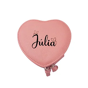 Mini Porta Joias Coração Personalizado - Nome com Borboleta - Rosa - 1 unidade - Rizzo personalizado
