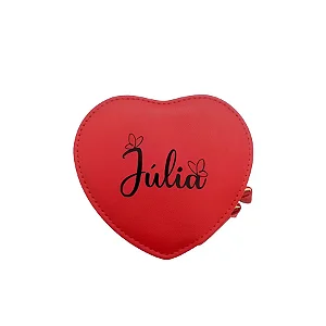 Mini Porta Joias Coração Personalizado - Nome com Borboleta - Vermelho - 1 unidade - Rizzo Personalizado