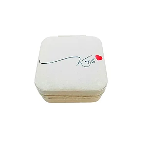 Mini Porta Joias Personalizado - Nome com Coração - Off White - 1 unidade - Rizzo Personalizado