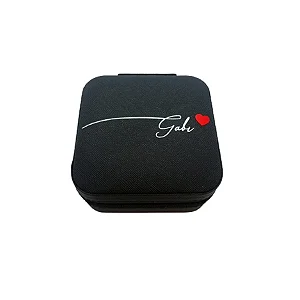 Mini Porta Joias Personalizado - Nome com Coração - Preto - 1 unidade - Rizzo Personalizado
