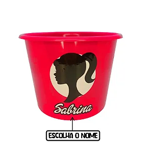 Balde de Pipoca Pink Personalizado - Silhueta Fashion c/ Nome - 1 unidade - Rizzo Personalizado