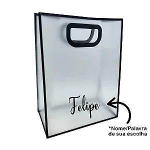 Sacola PVC com Alça Preta Personalizada com Nome - 40x30x12cm - 1 unidade - Rizzo Personalizado