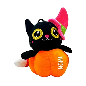 Gato Abóbora com Chapéu de Pelúcia Personalizado - 22cm - 1 unidade - Rizzo Personalizado
