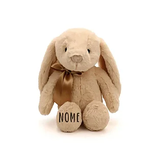 Coelho de Pelúcia Marrom com Laço Personalizado - 31cm  - 1 unidade - Rizzo Personalizado