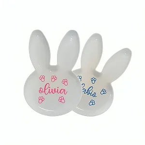 Bandeja Coelho Personalizada com Nome - Branco - 1 unidade - Rizzo Personalizado