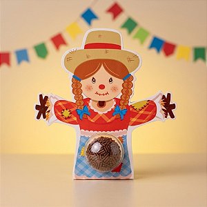Porta Brigareiro 1 Cavidade Com Blister - Festa Junina Espantalha - 12,5x2x13,3cm - 5 unidades - Decora Doces - Rizzo
