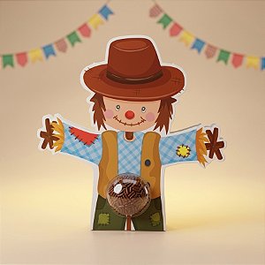 Porta Brigareiro 1 Cavidade Com Blister - Festa Junina Espantalho - 12,5x2x13,3cm - 5 unidades - Decora Doces - Rizzo