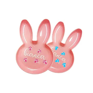 Bandeja Coelho Personalizada com Nome - Rosa - 1 unidade - Rizzo Personalizado
