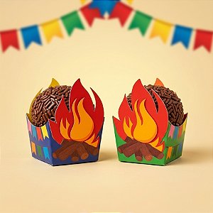 Forminha Cachepot - Fogueira Arraia Bao Demais - 5,5x4cm - 24 unidades - Cromus - Rizzo