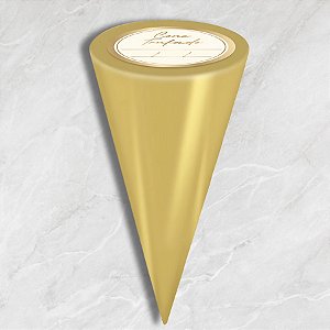 Kit Cone Metalizado Com Etiqueta - Ouro - 10x15cm - 50 unidades - Cromus - Rizzo