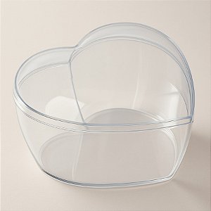 Caixa Acrilica Coração - Cristal - 16x15x9cm - 1 unidade - Rizzo - Rizzo
