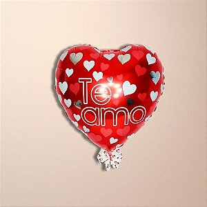 Balão De Festa Metalizado De Coração 10" 25cm - Te Amo - 1 unidade - Rizzo - Rizzo
