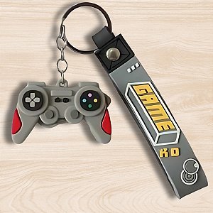 Chaveiro Emborrachado Controle De Video Game - Cinza - 12cm - 1 unidade - Rizzo