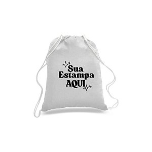 Mochila de Tecido com Corda Personalize com Sua Estampa - Branca - 21x27cm - 1 unidade - Rizzo