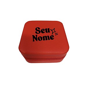 Mini Porta Jóias Portátil Personalizado com Nome Dourado – Vermelho Escuro - 1 unidade - Rizzo