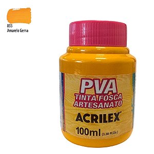 Tinta Fosca Artesanato PVA 100ml - Amarelo Gema - 1 unidade - Acrilex - Rizzo