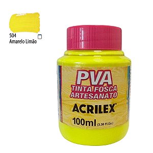 Tinta Fosca Artesanato PVA 100ml - Amarelo Limão - 1 unidade - Acrilex - Rizzo