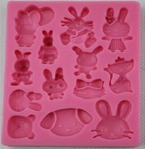 Molde de Silicone Rostinhos de Coelhos Páscoa P22 Molds Planet Rizzo Confeitaria