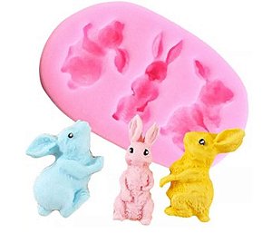 Molde de Silicone Coelhinhos em Pé Páscoa P19 Molds Planet Rizzo Confeitaria