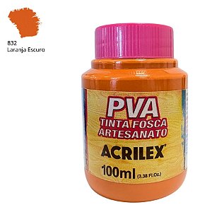 Tinta Fosca Artesanato PVA 100ml - Laranja Escuro - 1 unidade - Acrilex - Rizzo