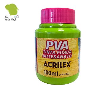 Tinta Fosca Artesanato PVA 100ml - Verde Maçã - 1 unidade - Acrilex - Rizzo