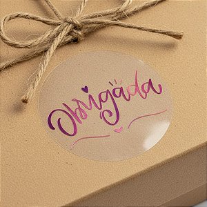 Adesivo "Obrigada" Roxo - Ref.2233 - Hot Stamping - 3x3cm - 30 unidades - Stickr - Rizzo