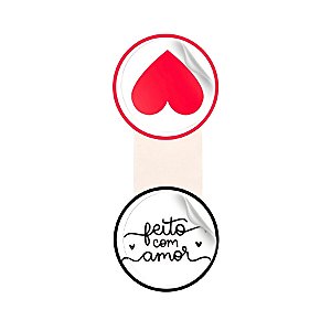 Lacre Adesivo Coração "Feito Com Amor" - Ref.2299 - Hot Stamping - 3x7,5cm - 20 unidades - Stickr - Rizzo