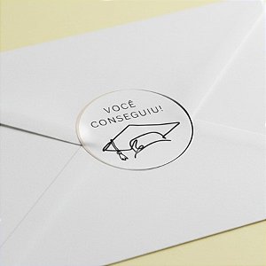 Adesivo Redondo Decorativo "Você Conseguiu!" - 4x4cm - 25 unidades - Stickr - Rizzo