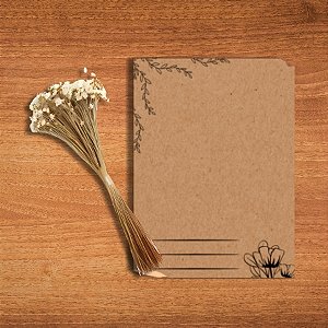 Cartão Buque Kraft - 8 Cartões + Ramo de Flores + 10 Adesivos - 7x10cm - 1 unidades - Stickr - Rizzo