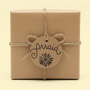 Tag Kraft Redonda "Arraiá" Com Sisal - 5x5cm - 15 unidades - Stickr - Rizzo