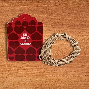 Tag Retangular "Eu Amo Te Amar" Com Sisal - 6,5x4,5cm - 15 unidades - Stickr - Rizzo