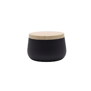 Lata de Metal com Tampa Estampa Madeira - Preto - 120ml - 6,5x5cm - 1 unidade - Rizzo