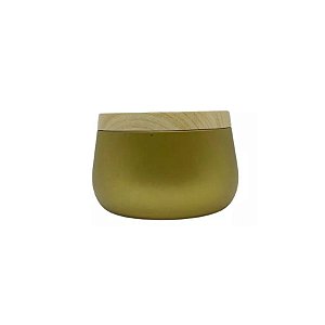 Lata de Metal com Tampa Estampa Madeira - Dourado - 120ml - 6,5x5cm - 1 unidade - Rizzo