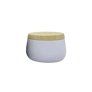 Lata de Metal com Tampa Estampa Madeira - Branca - 120ml - 6,5x5cm - 1 unidade - Rizzo