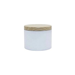 Lata de Metal com Tampa Estampa Madeira - Branca - 120ml - 6x5cm - 1 unidade - Rizzo