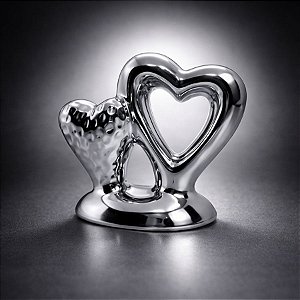 Coração Decorativo de Cerâmica - Prata - 8,7x7,8x4cm - 1 unidade - Rizzo