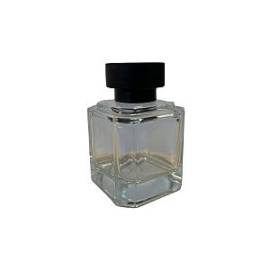 Frasco Difusor De Vidro Transparente Com Tampa Preta - Rosca 28 - 100ml - 5,5x8,5cm - 1 unidade - Rizzo